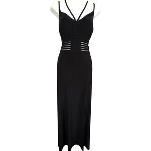 Morgan & Co Womens Black Stretch Jersey Knit Sleeveless Formal Prom Dress sz 13
